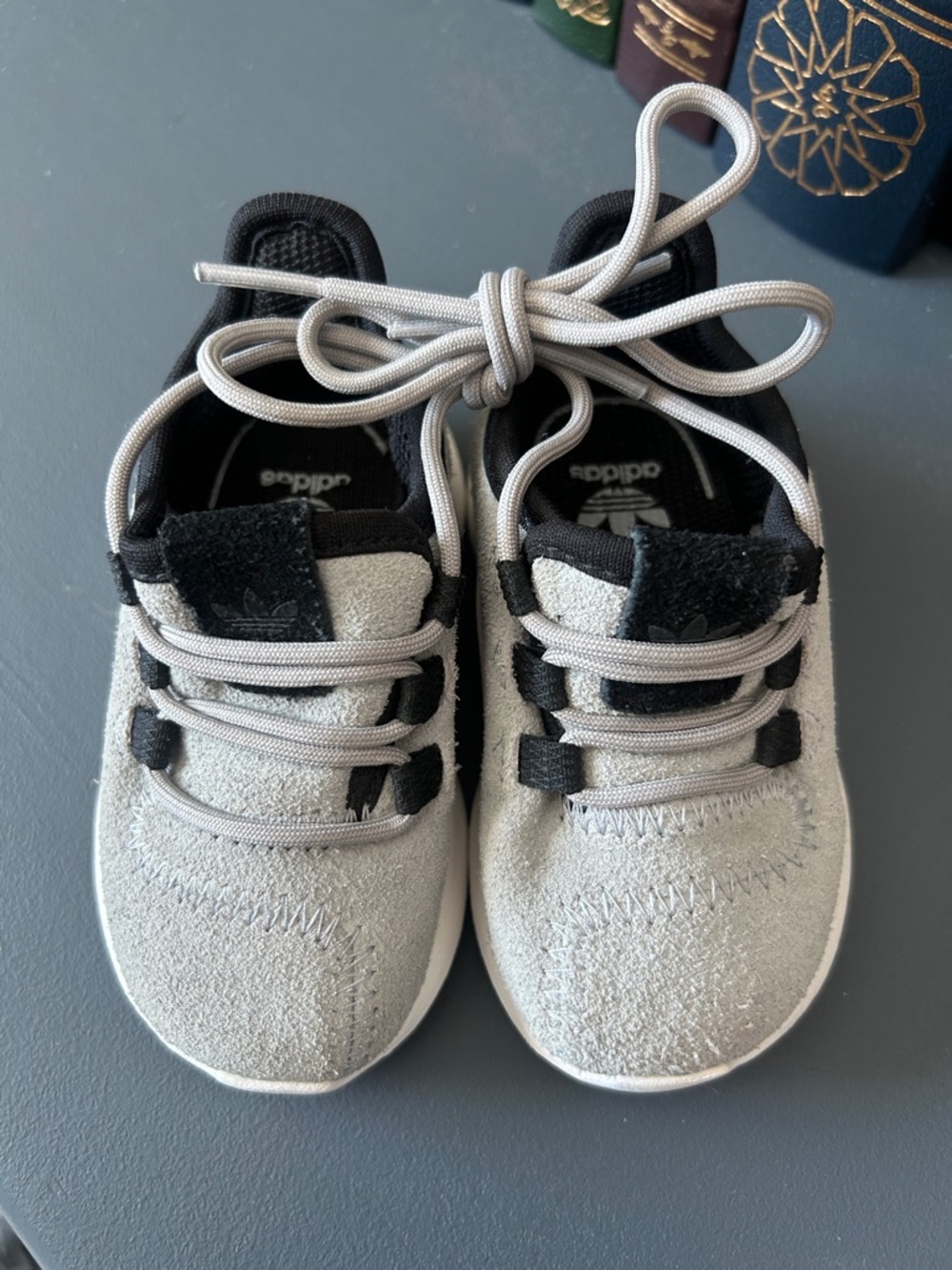 Adidas Tubular Shadow Kids Light Gray and Black Suede-Look Sneakers Toddler Baby